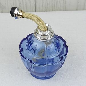 VTG Lampe Berger Blue Glass No Cap Catalytic Fragrance Lamp Made In France.